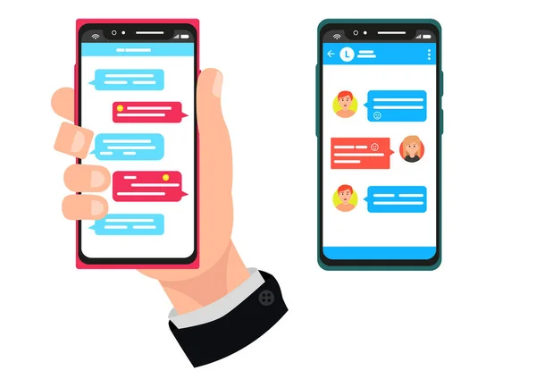 Budbärare chatta på smartphone — Stock vektor