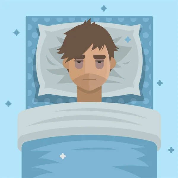 Homme souffrant d'insomnie du sommeil problème — Image vectorielle