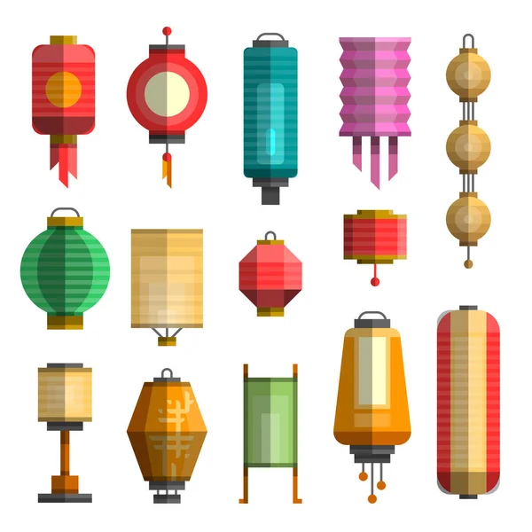 Diverse lanterne della Cina . — Vettoriale Stock