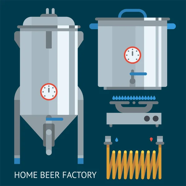 Fábrica de cerveza casera — Vector de stock