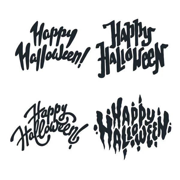 Fröhliche Halloween-Postkarte mit Schriftzug — Stockvektor