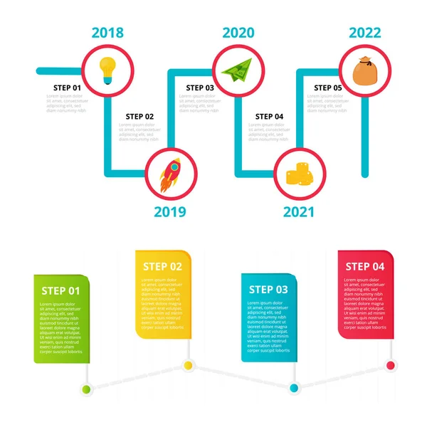 Milestone, modelos de linha do tempo — Vetor de Stock