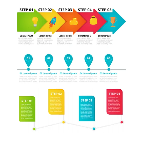 Milestone, modelos de linha do tempo — Vetor de Stock