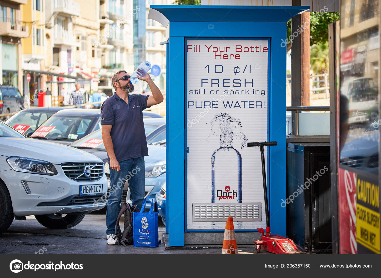 Sliema Malta November 17 Adult Man Drinking Pure Water Water Stock Editorial Photo C Vlade Mir