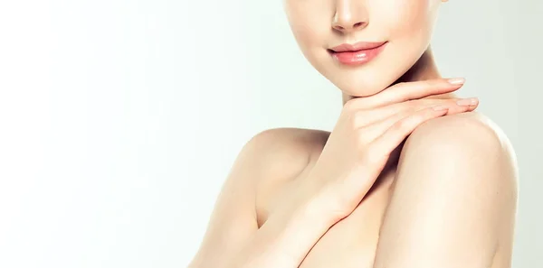 Beautiful Young Woman Clean Fresh Skin Face Care Facial Treatment — Stock Photo, Image