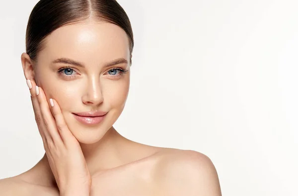 Beautiful Young Woman Clean Fresh Skin Face Girl Facial Treatment — Stock Photo, Image