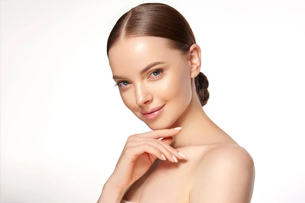 Beautiful Young Woman Clean Fresh Skin Face Girl Facial Treatment — Stock Photo, Image