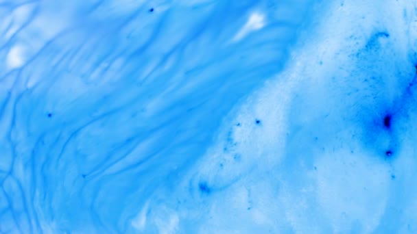 Inkoust ve vodě. Modrý inkoust reagující ve vodě vytváří abstraktní pozadí. 4k záběry. Inkoust a nátěr kapalné reakce — Stock video