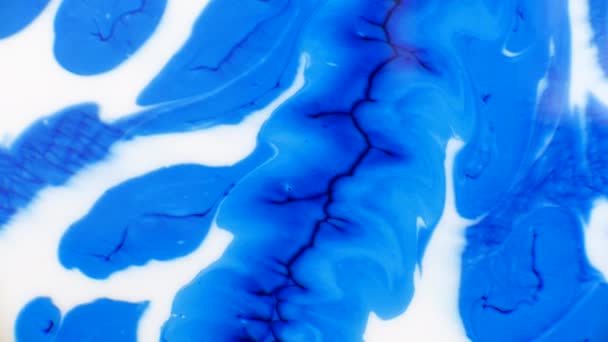 Encre colorée bleue et fond abstrait de nuage de réaction liquide de peinture — Video