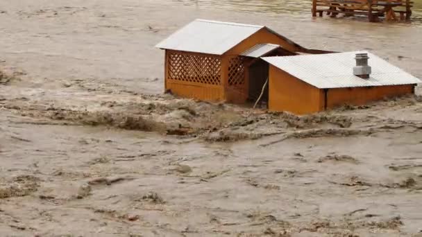 Inundações, Rio transbordando, Desastre ecológico, Problema de aquecimento global — Vídeo de Stock