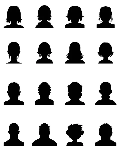 Silhouettes Tête Homme Femme Avatar Icônes Profil — Image vectorielle