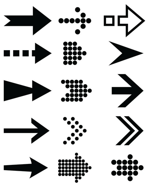 Sammlung Von Pfeil Symbolen Auf Weißem Hintergrund — Stockvektor