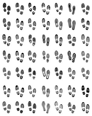 Black prints of shoes on a white background clipart