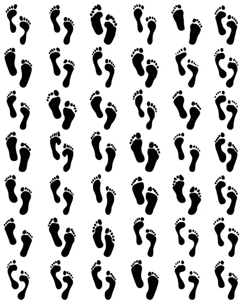 Black Prints Bare Foot White Background — Stock Vector