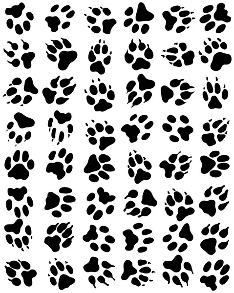 狗爪子在白色背景上的无缝纹图案 — 图库矢量图片