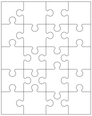 Beyaz bulmaca ayrı bölümlerini gösteren resim