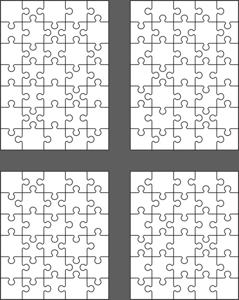 Illustratie Van Vier Verschillende Witte Puzzels Een Grijze Achtergrond — Stockvector