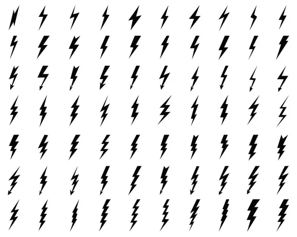Black Icons Thunder Flash Lighting White Background — Stock Vector