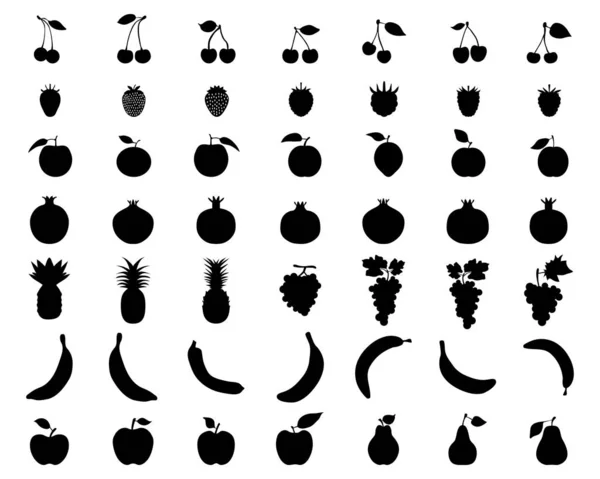 Silhouettes Fruits Jeu Icônes Vectorielles Pour Web Mobile — Image vectorielle