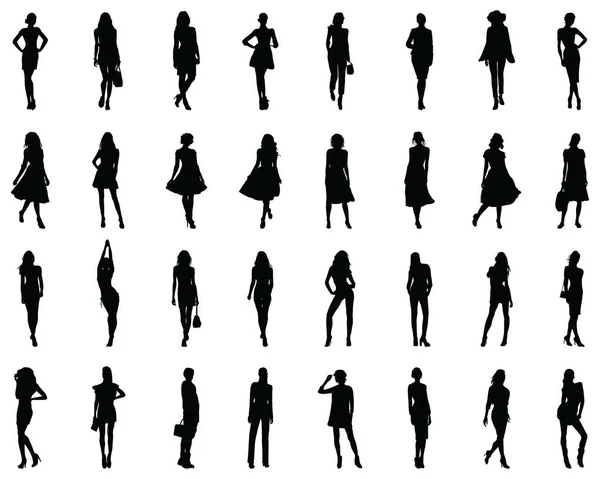Güzel moda kızı siluetini beyaz bir arkaplana yerleştir