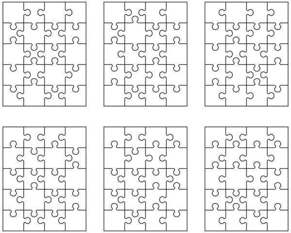 Illusztráció Hat Különböző Fehér Rejtvények Külön Darabok — Stock Vector