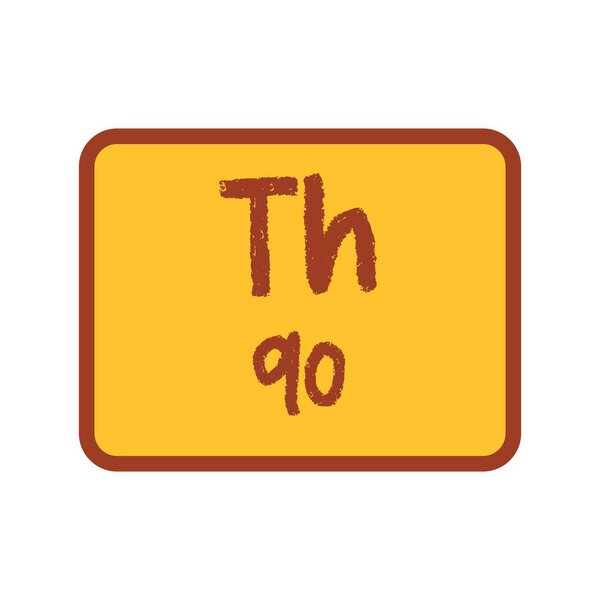 Символ ториевого элемента Th с атомным номером 90 из периодической таблицы