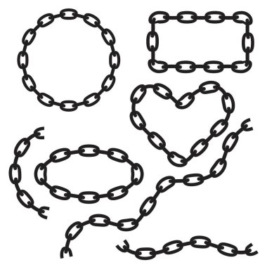 Çember, dikdörtgen, kalp şeklinde zincir fırçası