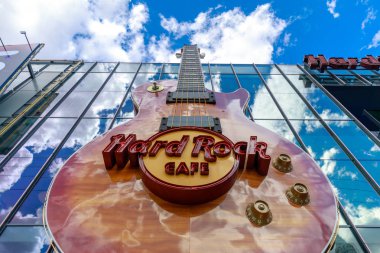 Las Vegas, Nevada - 28 Mayıs 2018: Las Vegas Strip Hard Rock Cafe iz bize