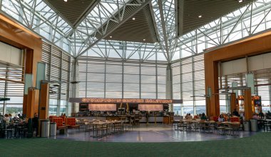 Portland, Oregon - 26 Mayıs 2018: Portland International Airport görünüm içinde