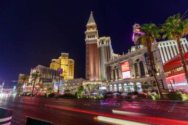 Las Vegas, Nevada - 27 Mayıs 2018: Venetian Resort Hotel Casino, South Las Vegas Boulevard geceleri