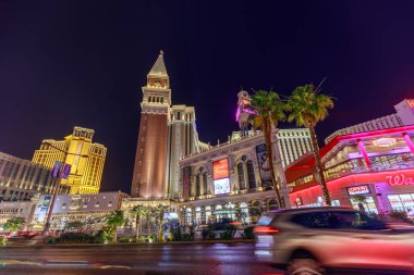 Las Vegas, Nevada - 27 Mayıs 2018: Venetian Resort Hotel Casino, South Las Vegas Boulevard geceleri