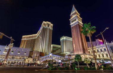 Las Vegas, Nevada - 27 Mayıs 2018: Venetian Resort Hotel Casino, South Las Vegas Boulevard geceleri