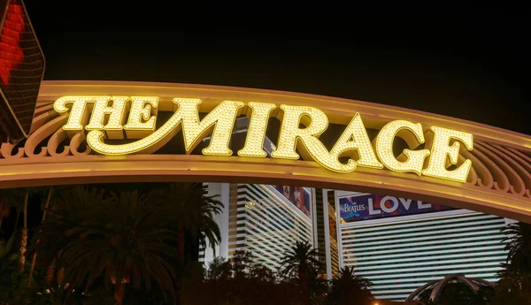 Las Vegas Nevada Mayo 2018 Letrero Neón Mirage Entrada Del —  Fotos de Stock