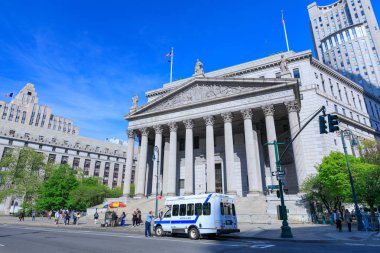 Manhattan, New York City - 10 Mayıs 2018: New York State Yargıtay Binası, başlangıçta Nyc New York İlçesi Adliye, 60 merkezi Street Civic Center Manhattan'ın bölge, Foley meydanında olarak bilinen
