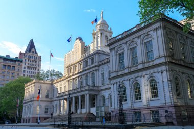 Manhattan, New York City - 10 Mayıs 2018: New York City Hall lower Manhattan bina