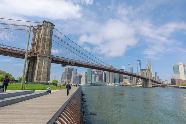 Manhattan New York City Mei 2018 Brooklyn Bridge Met Skyline — Stockfoto