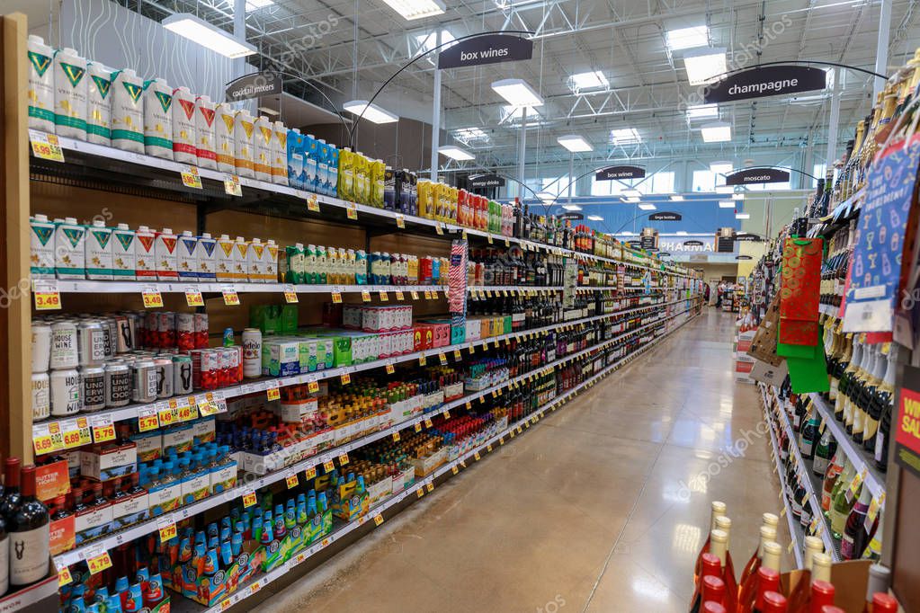 Portland, Oregon - May 14, 2018 : Aisle view of Fred Meyer, Inc., is a chain of hypermarket superstores