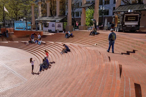 Portland Oregon Abril 2018 Vista Pioneer Courthouse Square Portland — Foto de Stock