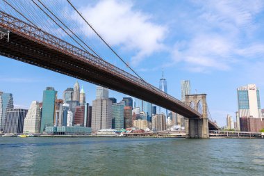 Ünlü manzarası, şehir New York, Brooklin Köprüsü ve Manhattan, New York City, Amerika Birleşik Devletleri