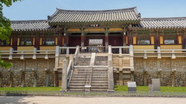 Gyeongju, Güney Kore - 23 Haziran 2017: sahne antik Bulguksa Tapınağı