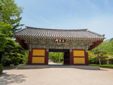 Gyeongju, Güney Kore - 23 Haziran 2017: sahne antik Bulguksa Tapınağı