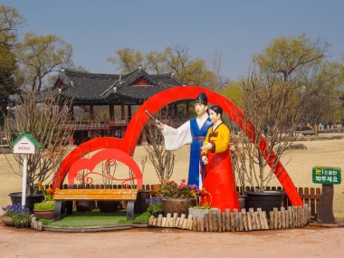 Namwon, Güney Kore - 25 Mart 2018: karakter heykel 