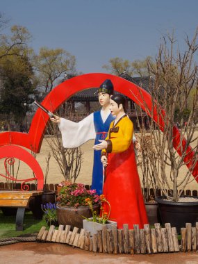 Namwon, Güney Kore - 25 Mart 2018: karakter heykel 