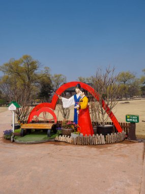 Namwon, Güney Kore - 25 Mart 2018: karakter heykel 