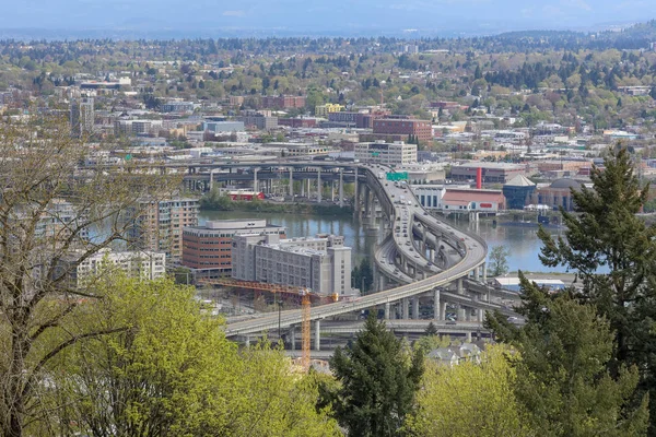 Portland Oregon Usa April 2018 Scenery Marquam Bridge Willamette River — Stock Photo, Image