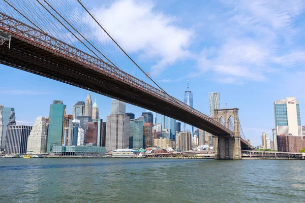 Beroemde Skyline Van Downtown New York Brooklin Bridge Manhattan New — Stockfoto