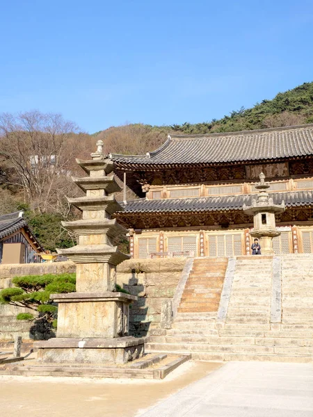 Gurye 2018年3月26日 Hwaeomsa 寺的风光 Jirisan 国家公园古韩国佛教寺庙 — 图库照片