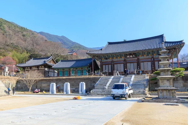 Gurye Sydkorea Mars 2018 Landskap Hwaeomsa Tempel Som Gamla Koreanska — Stockfoto