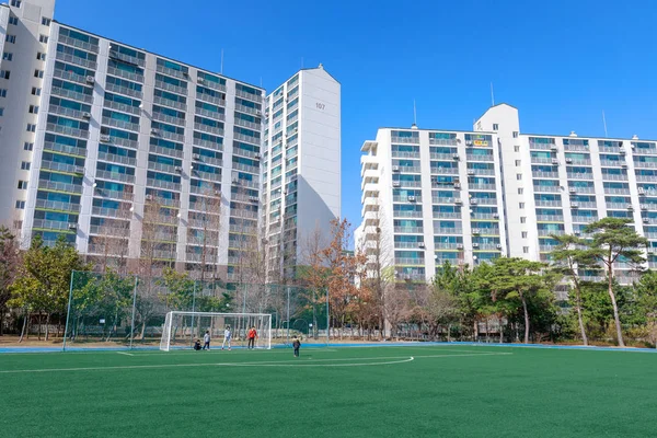 Jangyu Korea Południowa Marca 2018 Wysoki Budynek Mieszkalny Mieszkanie Jangyu — Zdjęcie stockowe