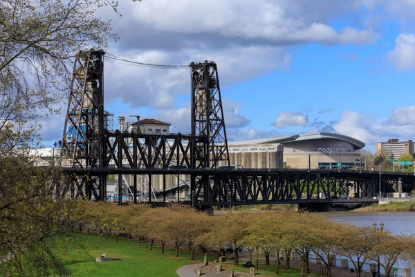 Portland Usa Apr 2018 Landskap Portland Downtown Med Stål Bron — Stockfoto